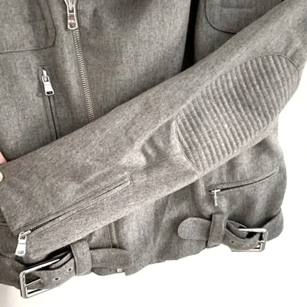 Ralph Lauren Grey Cashmere Blend Moto Jacket - Picture 12 of 16